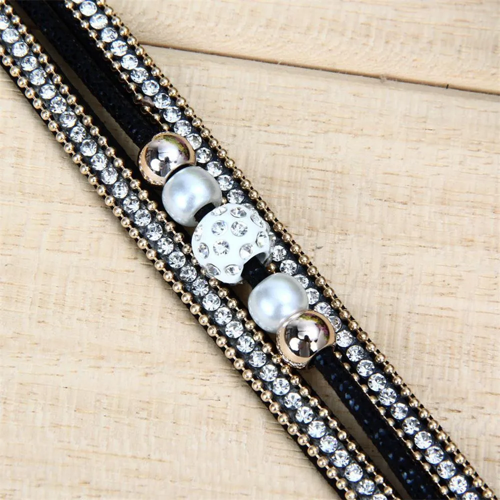 OTOKY Лидер продаж 1 шт. Модный женский многослойный браслет с кристаллами и бусинами кожаный магнитный браслет Прямая поставка Mar5