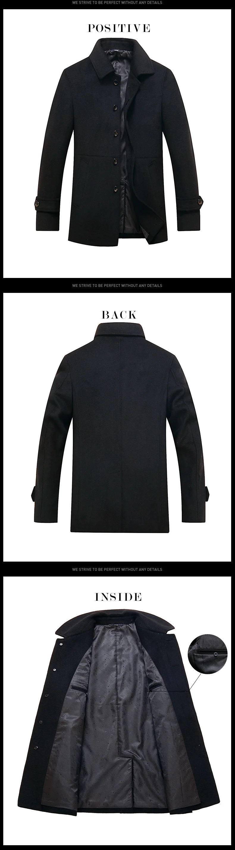 Новая брендовая одежда 2018 зимние кофты для Для мужчин и парки воротник-стойка Для мужчин ветровка куртка утепленное шерстяное пальто