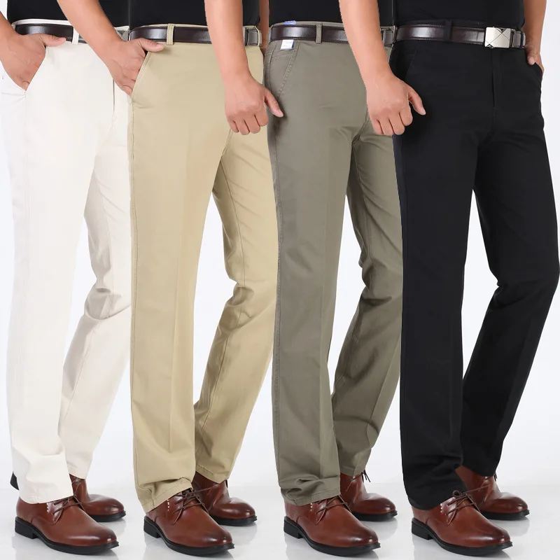 Summer Men Business casual Pants Comfortable straight Loose Thin Dress ...