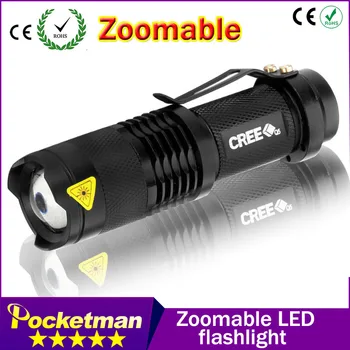 

1pcs Portable Lighting q5 led flashlight 7W high power mini zoomable 3 modes waterproof glare torch 14500 /AA bicycle