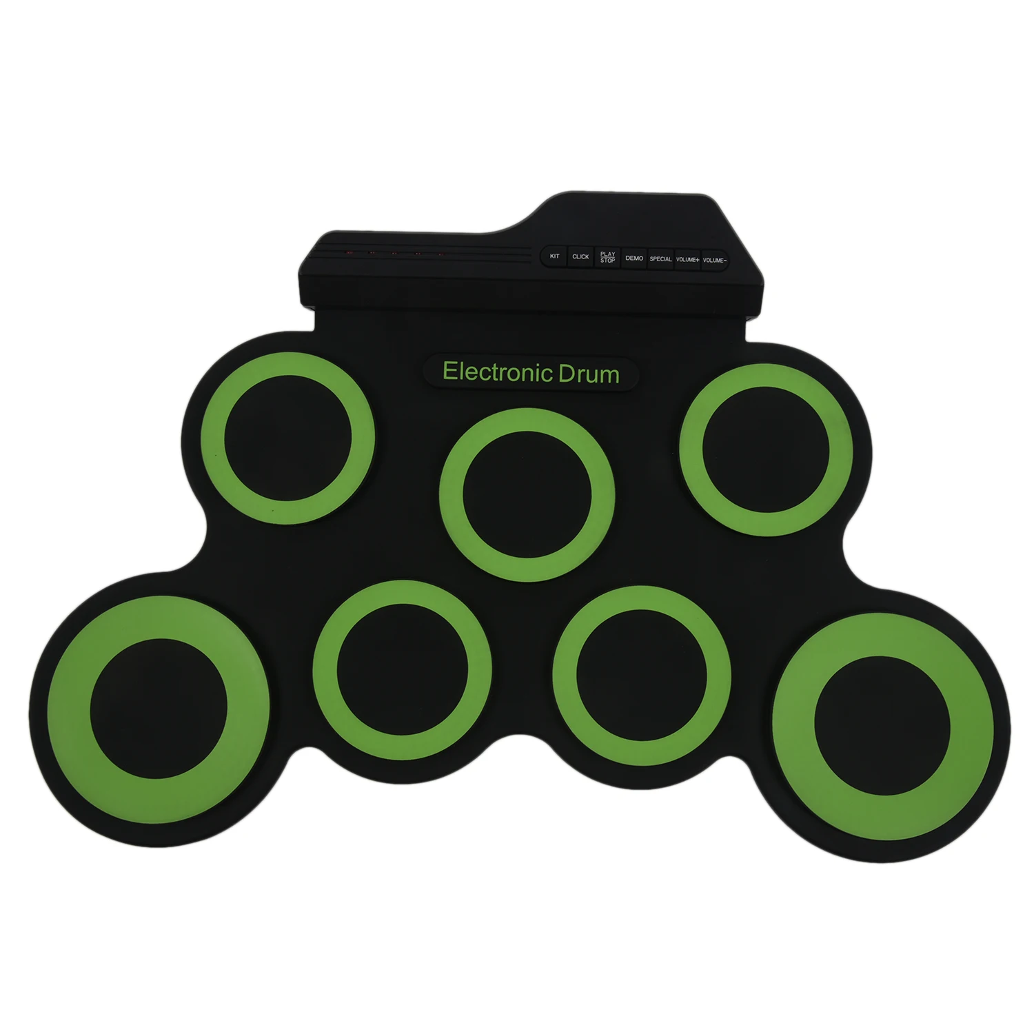 Портативный электронный барабан цифровой USB 7 подушечек рулонная барабанная установка силиконовая электрическая барабанная Подушка Комплект с барабанными палочками ножная педаль - Цвет: Green
