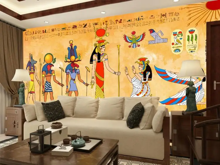 Пользовательские европейские статуи египетского фараона Большая фреска Ретро диван-кровать ТВ фон 3D обои гостиной 3D обои