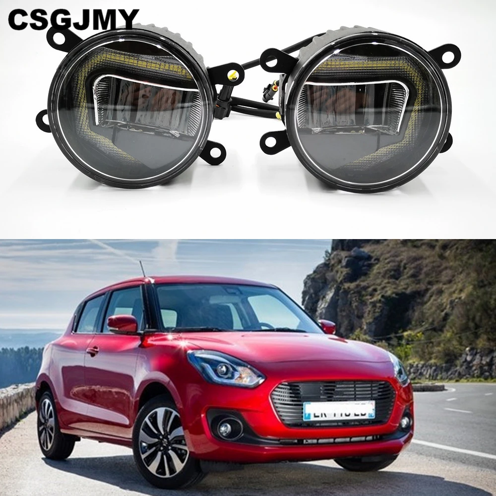 

3-IN-1 Functions LED DRL Daytime Running Light Car Projector Fog Lamp with yellow signal For Suzuki Swift 2005 - 2016 2017 2018