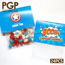 [PGP] Капитан Америка конфеты Сумки, для мальчиков на день рождения 4th июля, супергерой мультфильм Вышивка Крестом Пакет подарок украшения