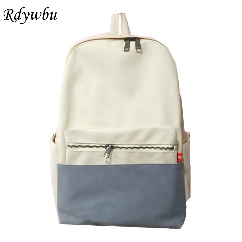 

Rdywbu Simple Teenagers School Backpack New High Quality Casual PU Pocket Big Travel Bag Patchwork Laptop Mochilas Escolar B439