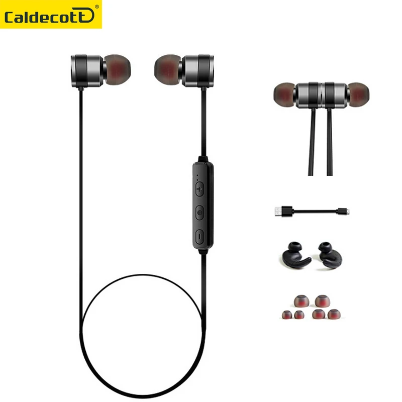 Metal bass Magnet Wireless Earphones In ear Headsets Sport Running Music Bluetooth Earphone With Microphone for Phone MP3 player bluetooth-earphones