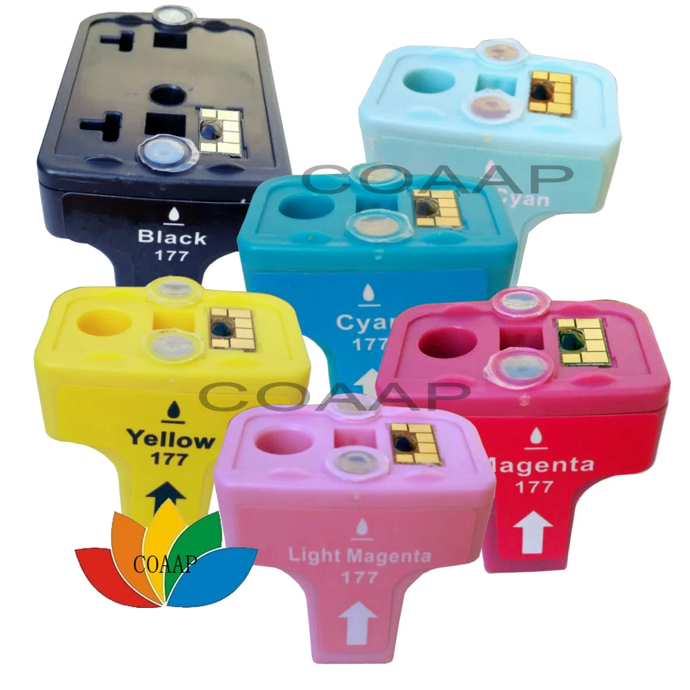 

6 Compatible Ink Cartridge For hp 177 High-Yield hp177 With Chip PhotoSmart C6180 C7180 C7280 C5185 Printer