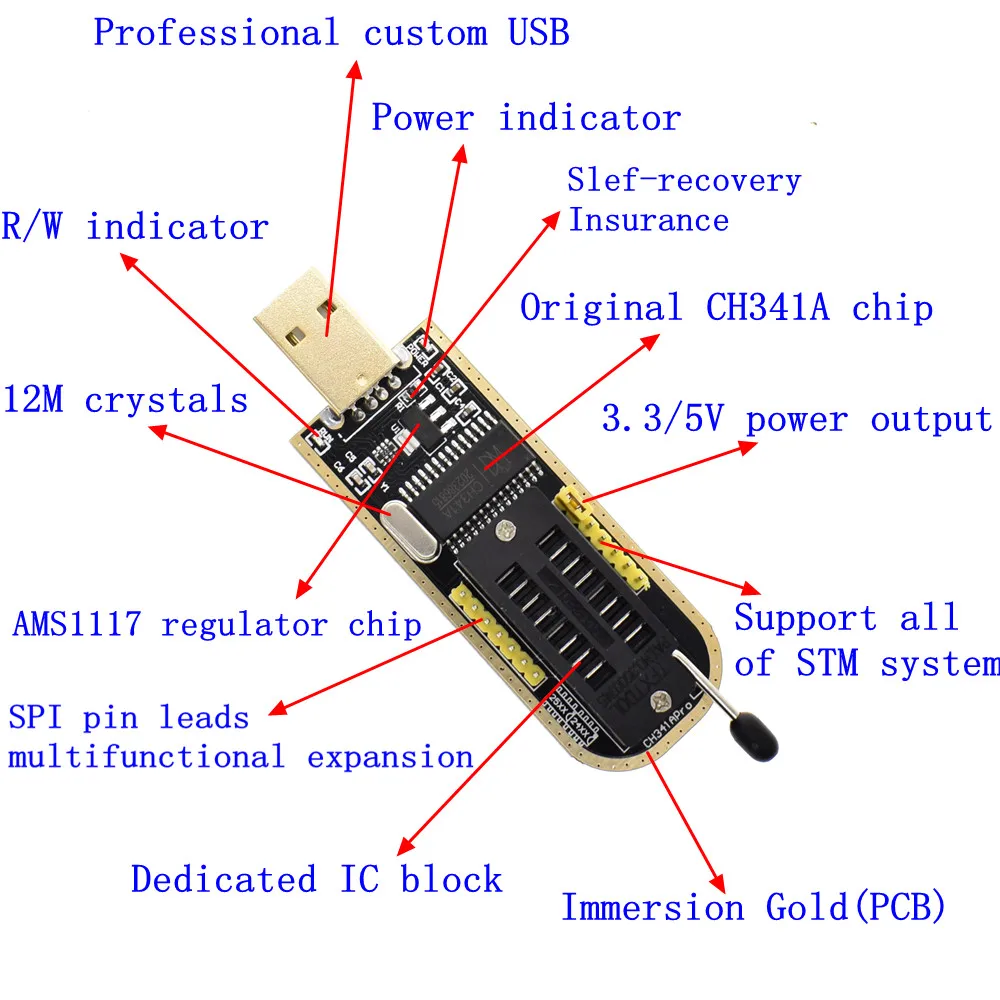 1 шт. отличная умная электроника CH340 CH340G CH341 CH341A 24 25 серия EEPROM флэш-память биос USB программатор с программным обеспечением и Драйвером