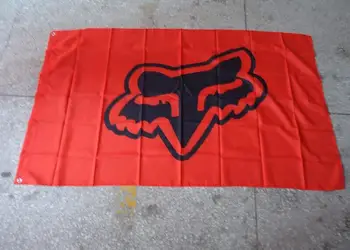 

fox face orange car show flag , can custom print file,90X150CM size,100% polyster,fox banner