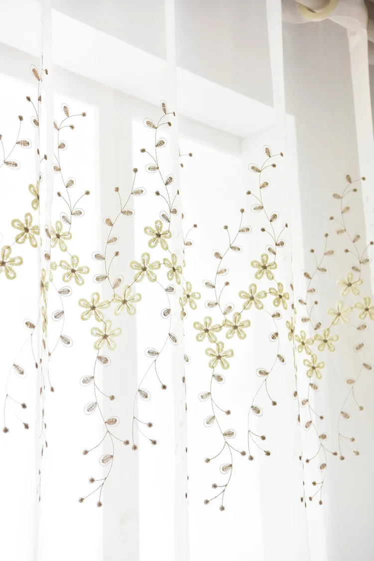 Белые тюлевые занавески с вышитыми цветами для гостиной, бежевые прозрачные Занавески для спальни, занавески из вуали, занавески 273& 30