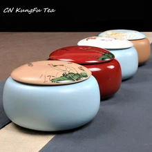 Благородный ручной окрашенные керамические, заваренный маленький контейнер, Китай бутылки и баночки для хранения, керамические контейнеры для хранения, чай Кэдди