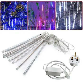 

8Pcs/Set 30CM LED Meteor Rain Tube Light Christmas Decoration Lamp W/UK Plug Set Attractions landscaping, gardening