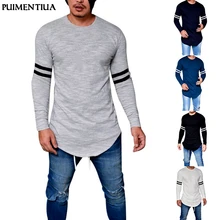 Men Hot Sale Fashion Fitness T-Shirt Bodybuilding Long-Sleeve Muscle Basic Print Blouse Tee Shirt Top Casual T-Shirt