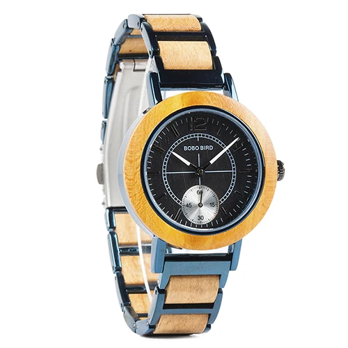 BOBO BIRD Lover's деревянные часы женские роскошные металлические деревянные наручные часы Специальный цвет дизайн наручные часы erkek kol saati C-R12 - Цвет: R13yellow women