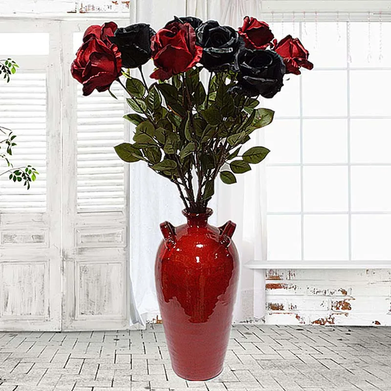 

Big Australia Rose Branch Artificial Flowers Silk Black Rose Fake Flower For Home Garden Decoration DIY Party Wedding Floral