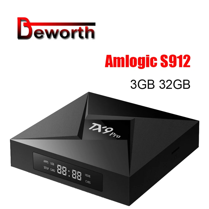 

TX9 Pro Android 7.1 TV Box 3G 32G Amlogic S912 Octa-core Bluetooth 4.1 4K 3D 2.4/5.8GHz WiFi Media Player 1000M LAN Set Top Box