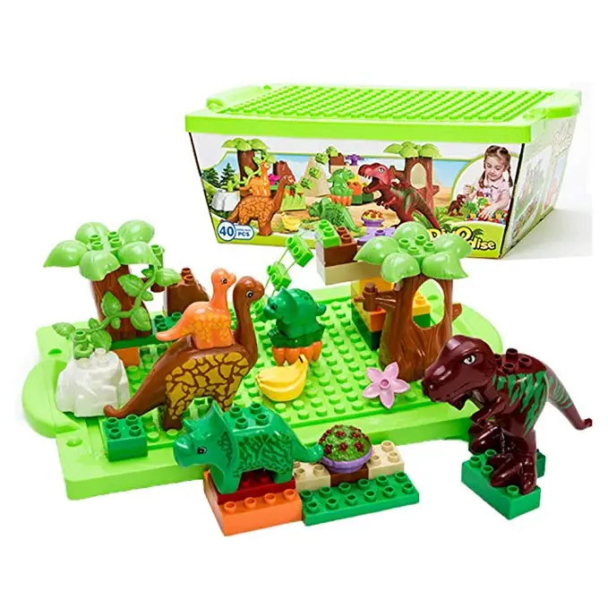 

40pcs / set Dino Valley Building Blocks Large Dinosaur Particles For Animal Toys Compatible Model Duploe