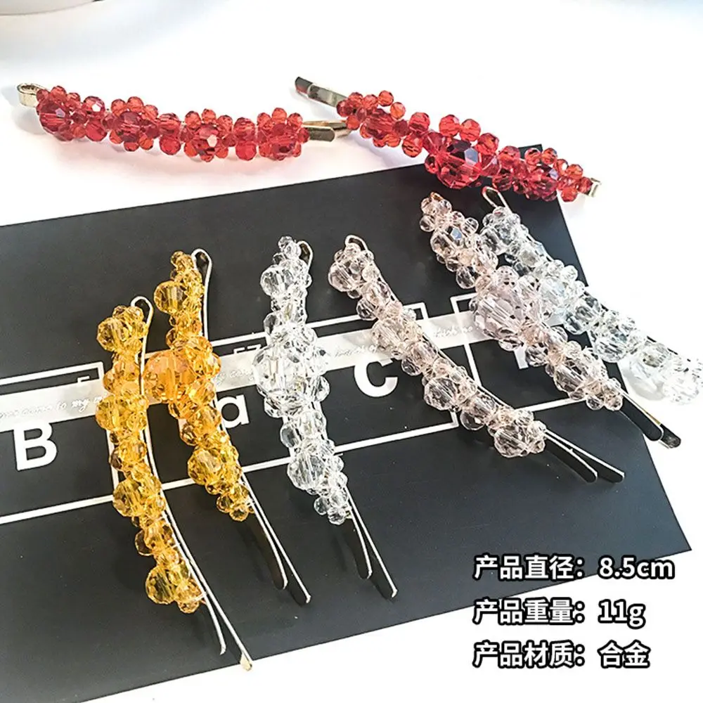 

Korean Crystal Bead Hairpins Flowers Headwear for Women Girls Rhinestone Hair Clips Pins Barrette Styling Tools Accessories