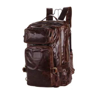 

High Quality Vintage Coffee 100% Guarantee Genuine Leather Men Backpacks Real Skin Men's Travel Bags Large Capacity Big M7048