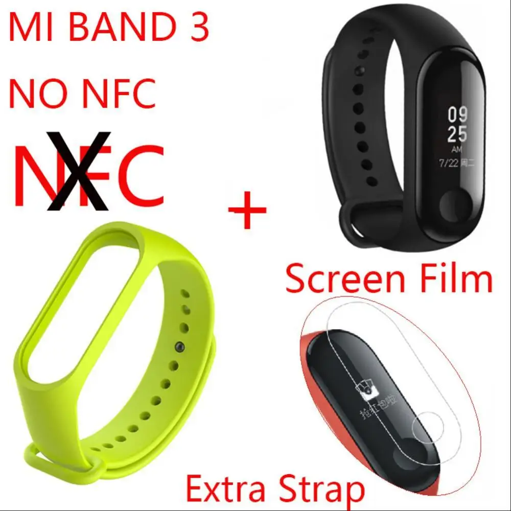 Руссина английское меню Xiaomi mi Band 3 mi Fit 3 фитнес-браслет трекер NFC 5ATM сенсорный экран для сердечного ритма монитор смарт-браслет - Цвет: band 3 NO NFC