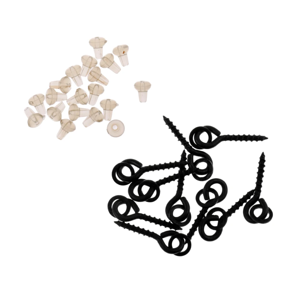 20Pcs Hook Stops Buffer Beads with Round Ring + 10pc Bait Screws for Carp Fishing Tackle Pop Up Chod Rigs Fishing Tool