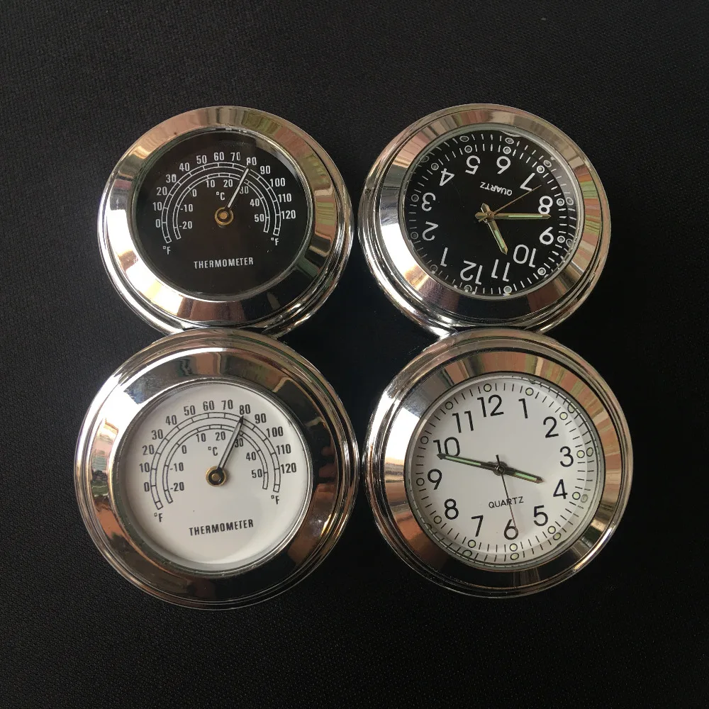 Waterproof 7/8" Chrome Motorcycle Handlebar Mount Quartz Clock Watch