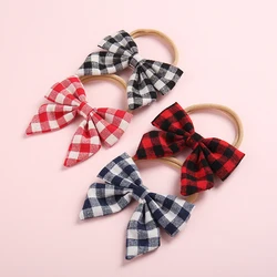 1pcs/lot Cute Sailor Hair Bow Elastic Nylon Headband 2018 Hair Bands DIY Hair Accessories,Plaid Fabric Bow Nylon Headband,