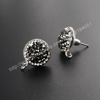 

BOROSA 10Pairs 14mm Round Crystal Rhinestone Paved Zircon Micro Stud Earrings for Jewelry Makings Findings DIY Jewelry JAB465
