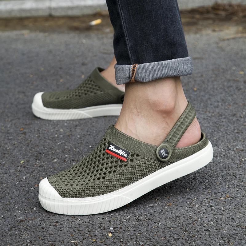 WeiDeng противоскользящие удобные летние пляжные туфли для воды мужские спортивные кроссовки сандалии для Прогулки дышащие Сандалии Croc