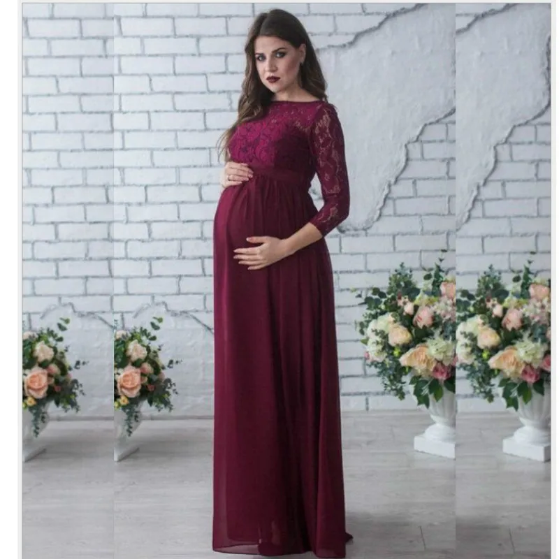 

Fashion Pregnant Mother Dress Maternity Photography Props Women Pregnancy Clothes Lace Dress For Pregnant Photo Shoot Clothing