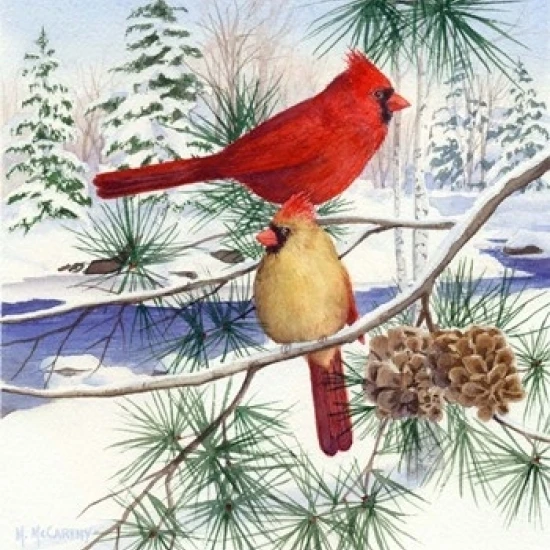 Cedar Farms Cardinals II Poster Print by Maureen Mccarthy (12 x 15)