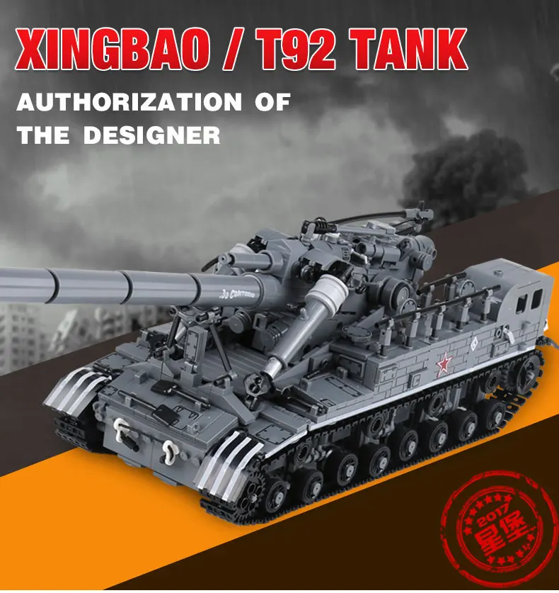 

XingBao 06001 1389Pcs Creative MOC Military Series The T92 Tank Set Children Education Building Blocks Bricks Toys Model Gifts