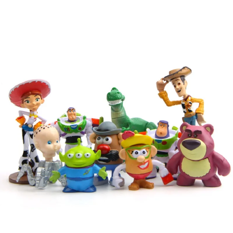 

10 stks/partij 3 ~ 8 cm Toy Story 3 Woody Buzz Lightyear Jessie PVC Action Figure Speelgoed Poppen Kinderen Geschenken