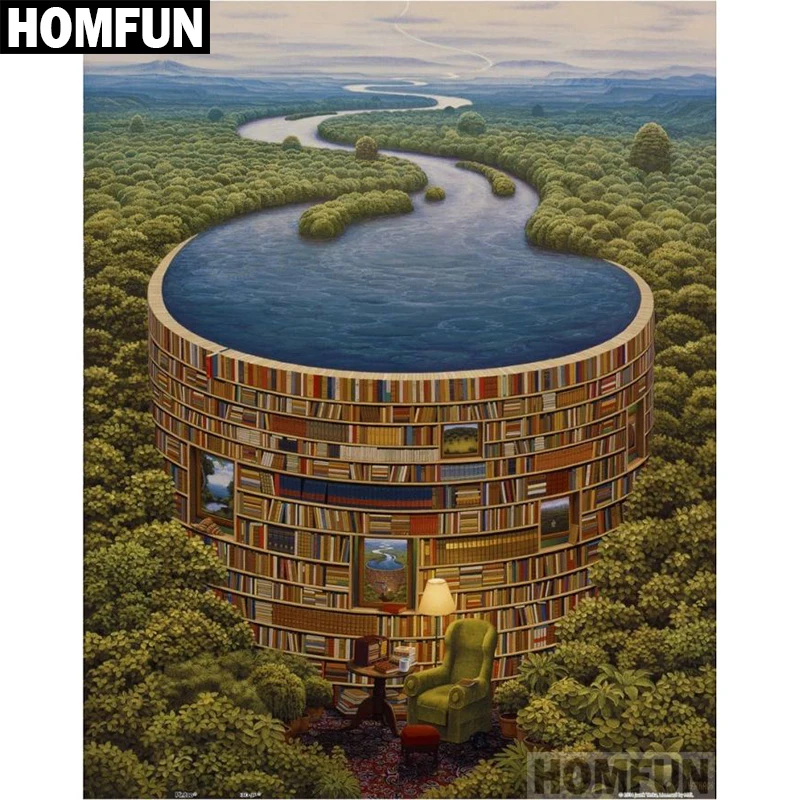 HOMFUN полный квадрат/круглая дрель 5D DIY Алмазная картина &quotЛесная книга&quot вышивка
