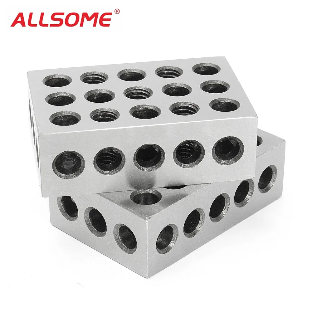 

ALLSOME 2pcs 1x2x3 Inch Blocks 23 Holes Parallel Clamping Milling Tool Precision 0.0001 Inch HT2087