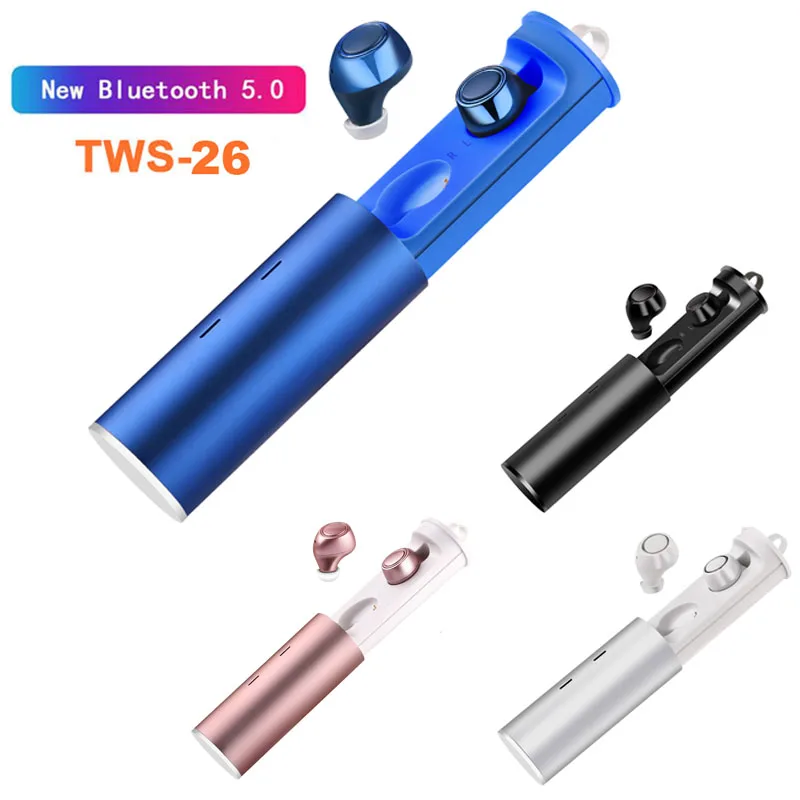 

2018 Hot TWS26 TWS5.0 Bluetooth 5.0 Earphone EDR Mini Twins Stereo Microphone True Wireless Earbuds for All Smart Phone Earpiece