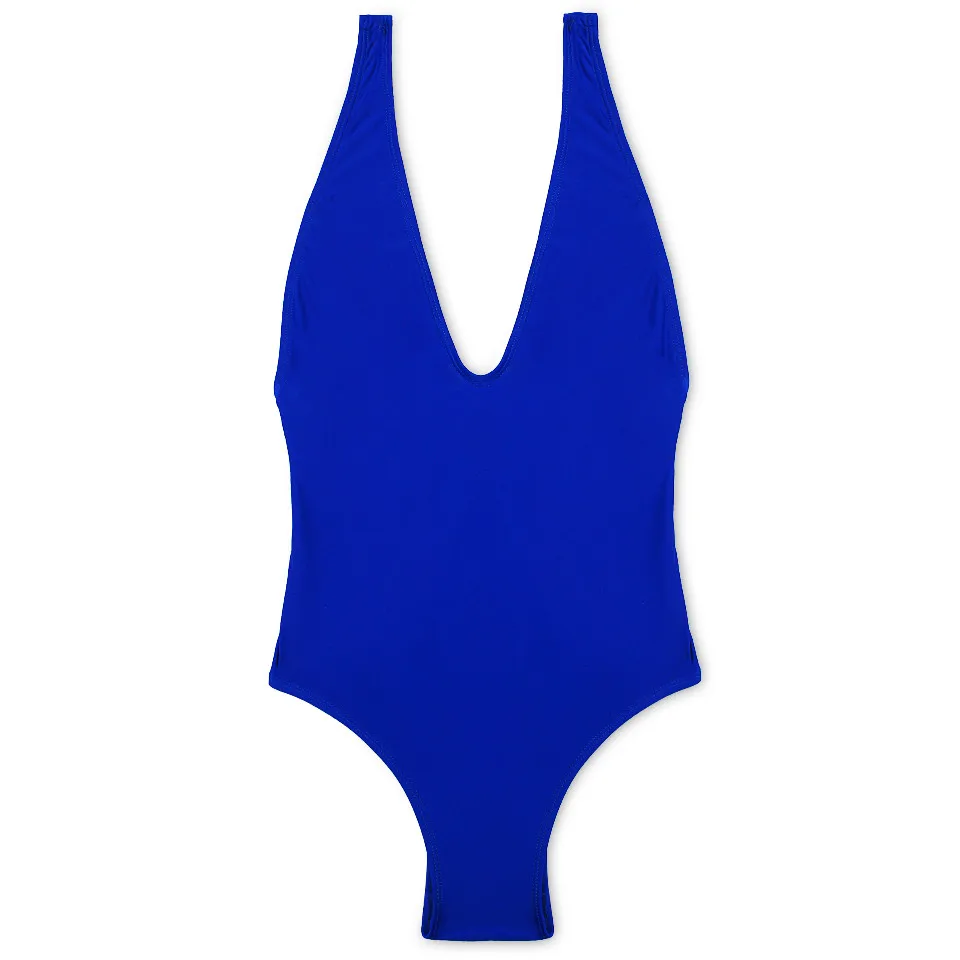 BANDEA, сексуальный сдельный купальник с высокой посадкой, открытая спина, купальник, женский купальник, Одноцветный, стринги, купальник, Женский Монокини, пляжная одежда - Цвет: blue
