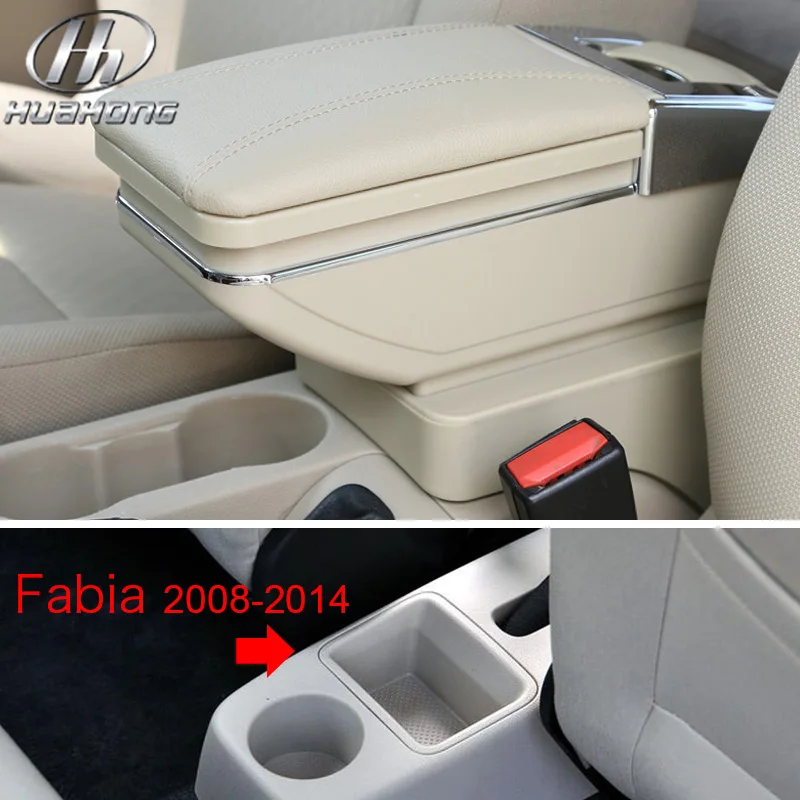 Vtear для Skoda Fabia/fabia 2 подлокотник коробка центральный магазин содержимое коробка подстаканник интерьер автомобиля-Стайлинг украшения аксессуары 08-17 - Название цвета: 08-14 Beige