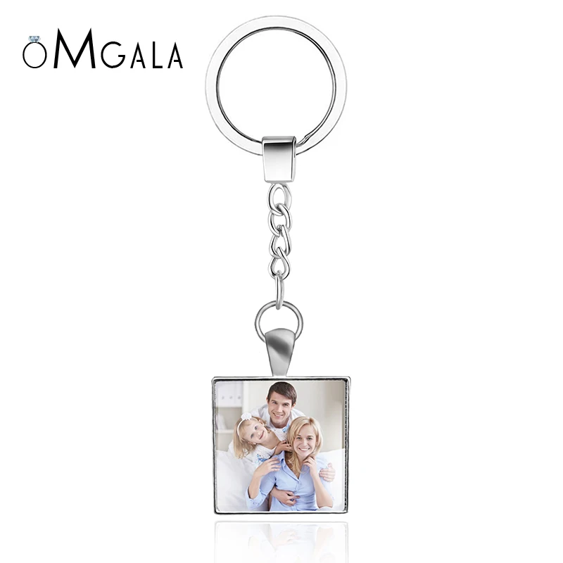 OMGALA личный календарь брелок на заказ ваша семья положить ребенка фото квадратный Подарочный Брелок для ключей для влюбленных друзей стеклянный кабошон