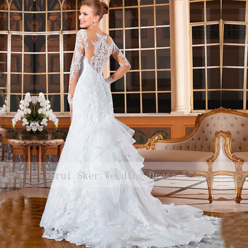 Custom-Sweetheart-Appliques-Lace-Illusion-Long-Sleeve-Wedding-Gowns-vestido-de-noiva-2019-Mermaid-Wedding-Dress (1)