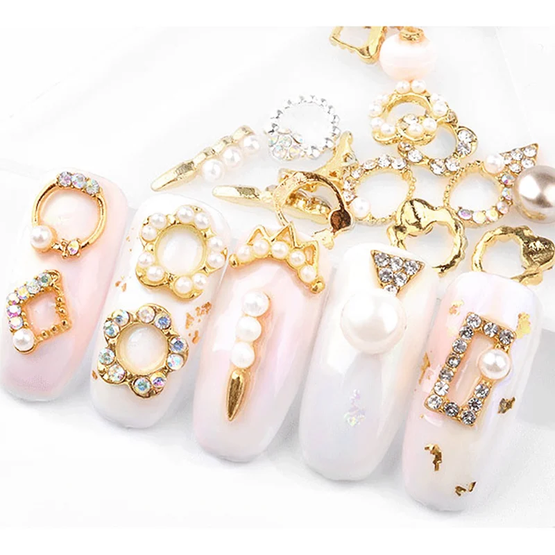 5 шт. украшения для дизайна ногтей из металлического сплава сияющие хрустальные