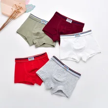 5 шт./лот, новое нижнее белье для мальчиков однотонные детские трусики мягкие хлопковые трусы для детей, трусы для мальчиков-подростков трусы-боксеры для детей возрастом от 2 до 13 лет