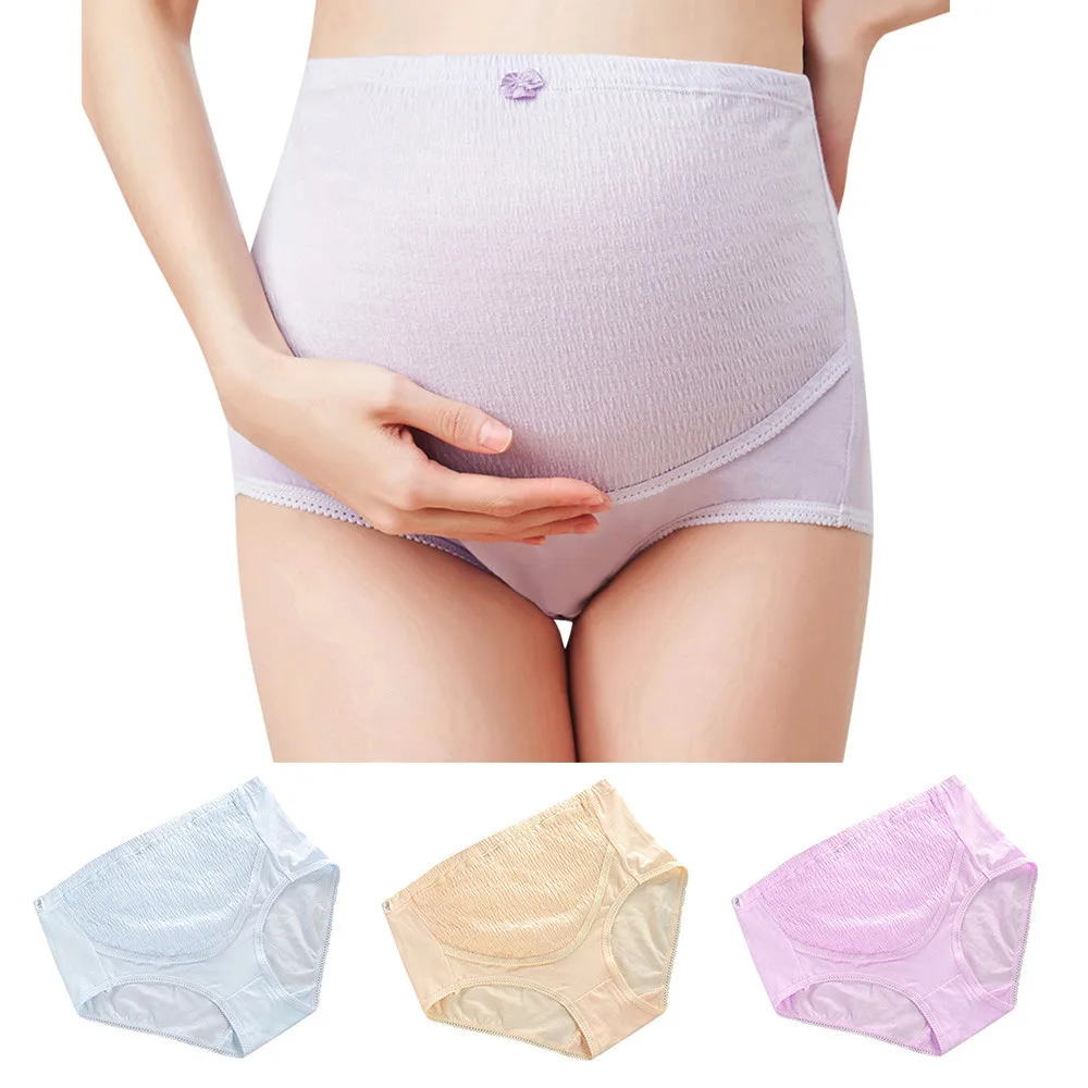Sexy Maternity Panties Women 's High waist Panties Solid Cotton