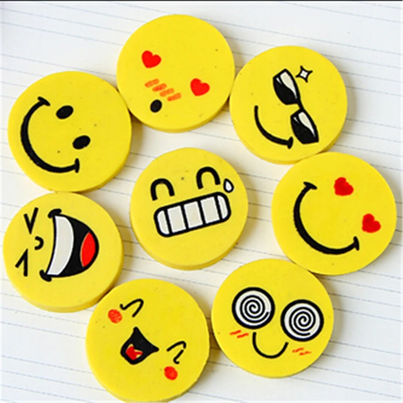 30 pcs/Lot Smile face Erasers rubber for pencil kids funny cute
