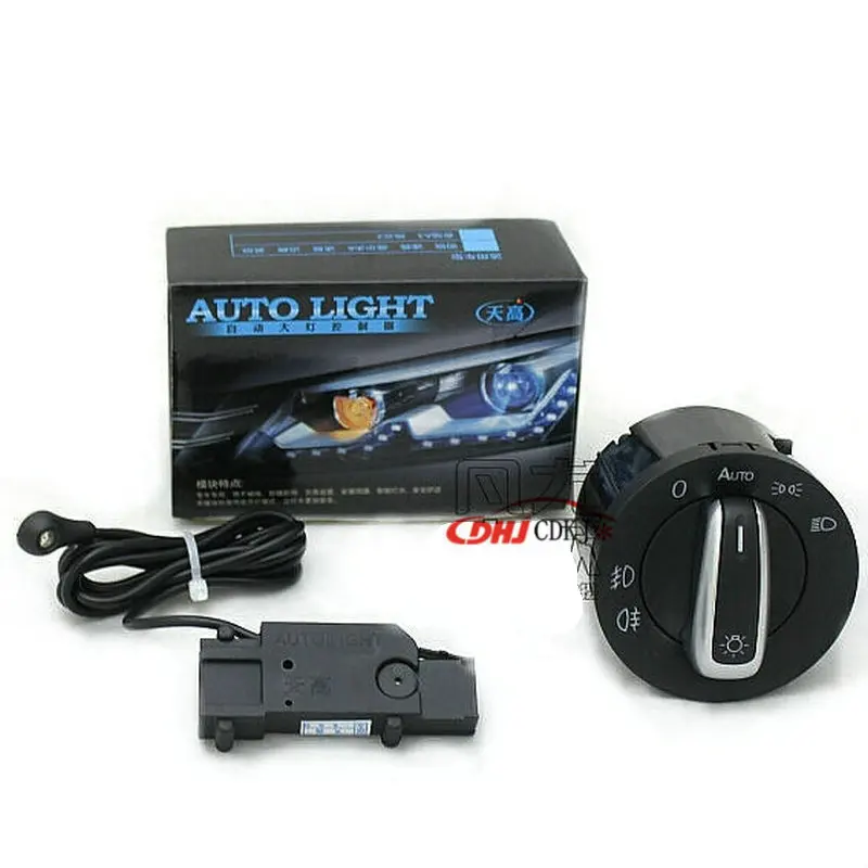 OEM Chrome Car Headlights Switch + Headlight Auto Sensor For VW Golf