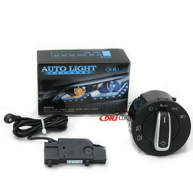 OEM Chrome Car Headlights Switch + Headlight Auto Sensor For VW Golf