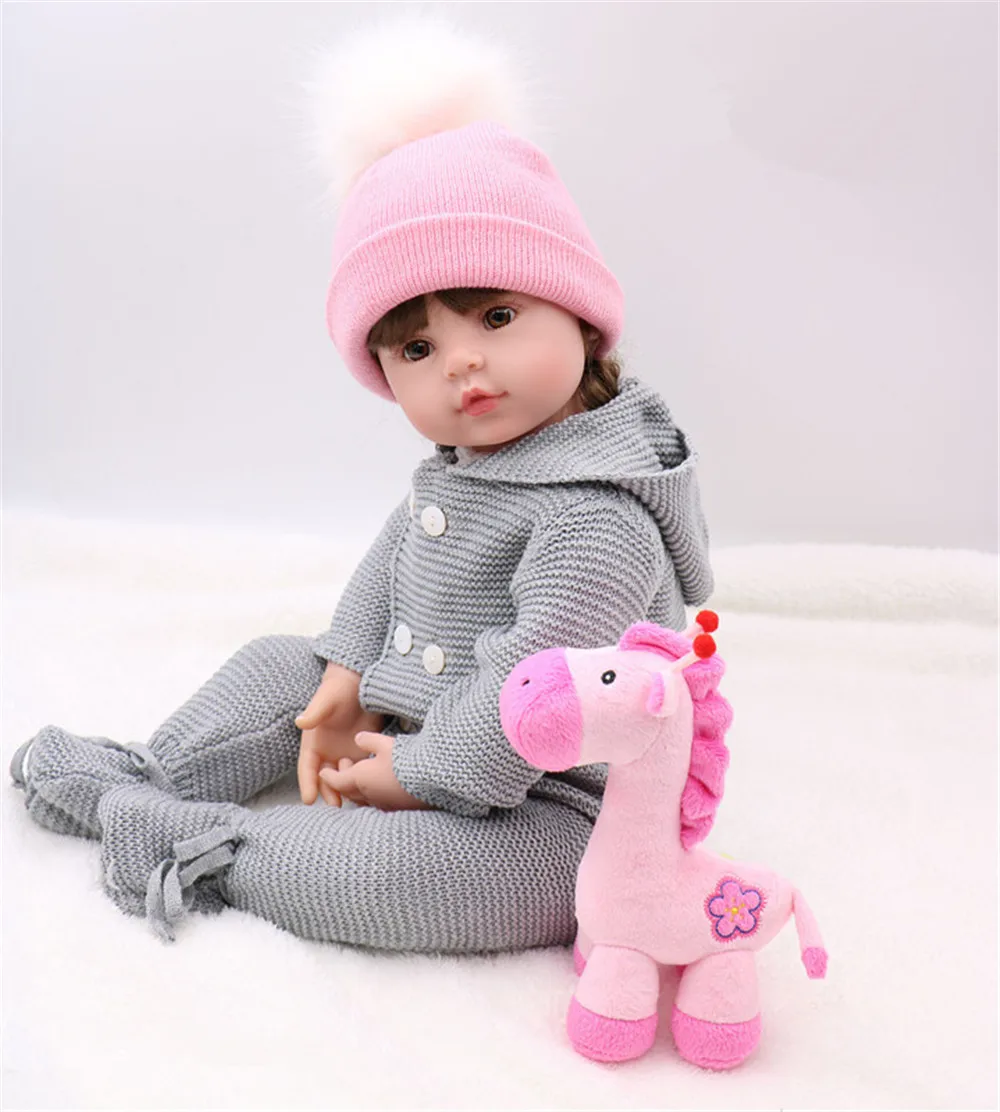 Brinquedos boneca Bebes reborn 2" 60 см виниловый силиконовый reborn baby dolls девочка кукла" малыш "reborn с плюшевый жираф