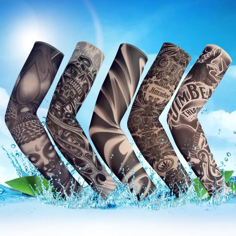 Ice arm sleeves 1pc Tattoo Flower Arm Hand Men and Women Summer Running Cycling Riding Driving Sports