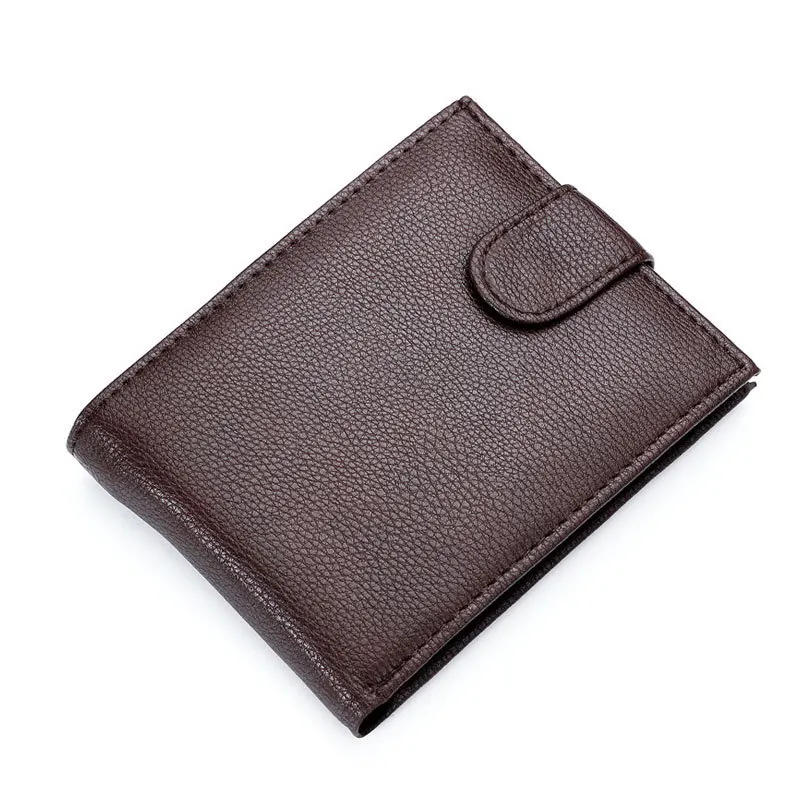 

Hot Sale Fashion New Fine Quality Mens Patent Leather Wallet Coin Change Pocket Black Brown Colors 3 Folds Purse Wallets For Men