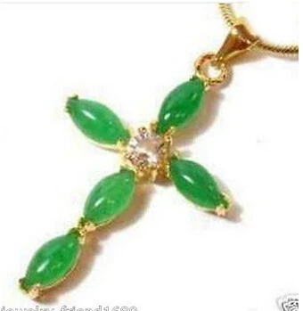 

Jewelry Green GEM cross Pendant Necklace>>>jewelry Quartz Crystal Women Wedding